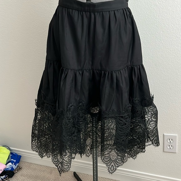 Black Lace Trim Skirt